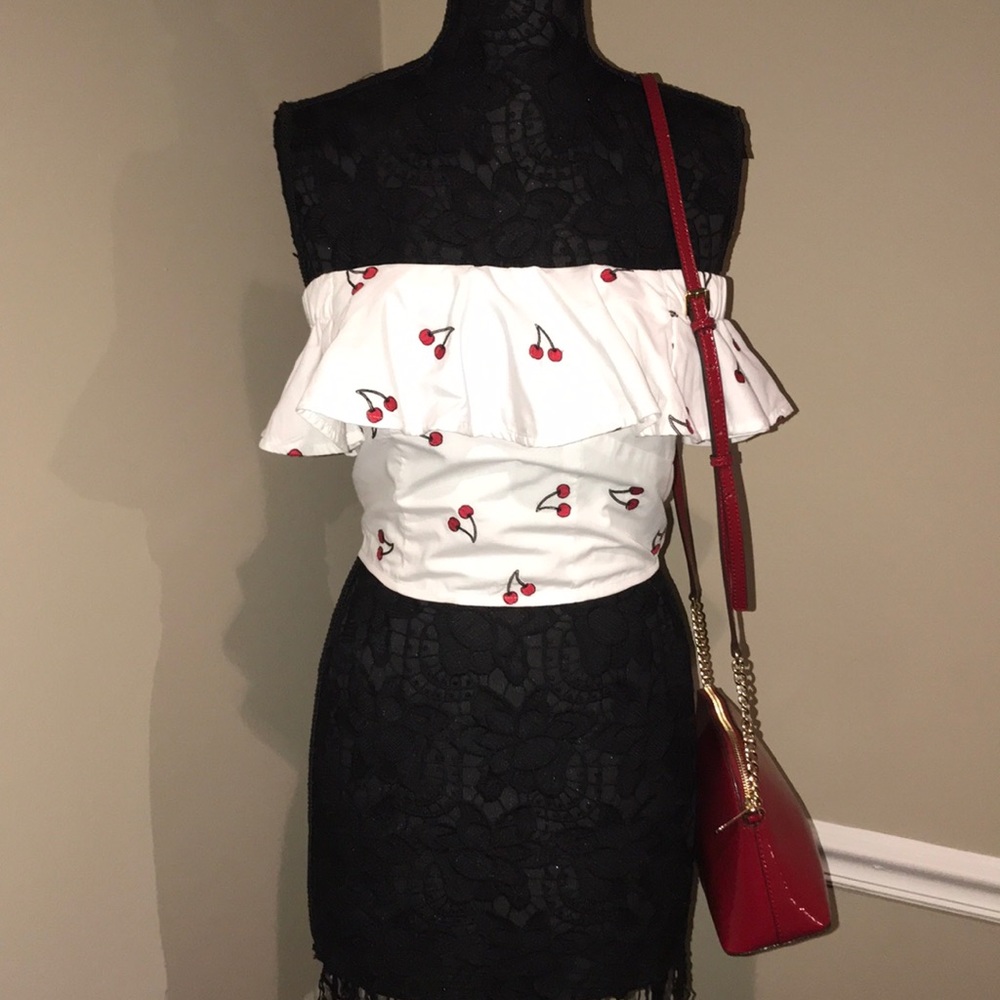 White ruffle crop halter